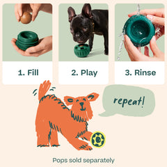WOOF Pupsicle no-mess design minimizes drool and simplifies cleaning.