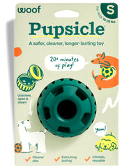 WOOF Pupsicle open-for-filling feature showing easy access for mess-free loading.