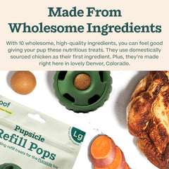 WOOF Pupsicle Refill Pops texture close-up, chewy and satisfying playtime.