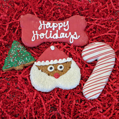 Woofables Christmas Treat Box with assorted biscuits ready for training and play