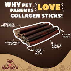 Woofley's 6-inch collagen sticks textured chew surface closeup.