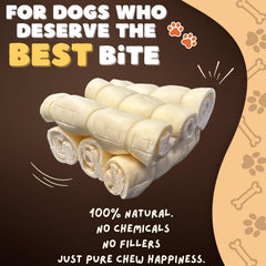 Woofley's buffalo beef cheek roll uncut portion shows single-ingredient chew.