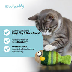 Woolbuddy durable-soft-wool fish toy offers gentle teething benefits.