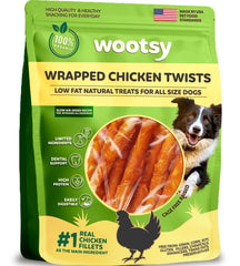Wootsy Chicken Wrapped Rawhide Stick dental-benefit demonstrates gum stimulation during chewing.