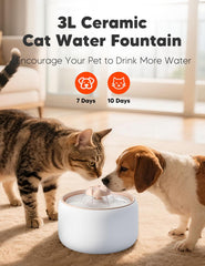 WOPET Ceramic Cat Water Fountain W03 Lite top view, compact footprint for small spaces