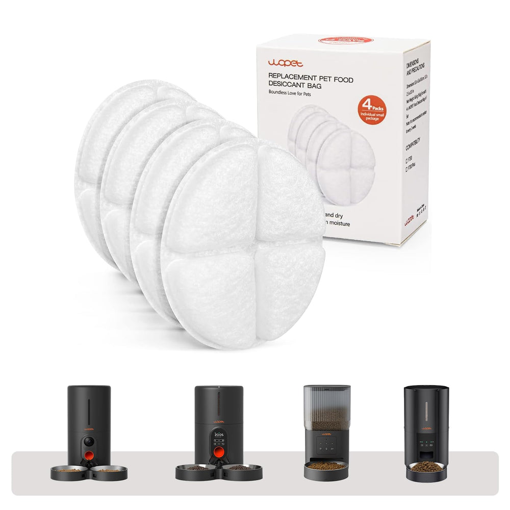 WOPET desiccant bag closeup shows sterile fabric and silica gel for dry, fresh food