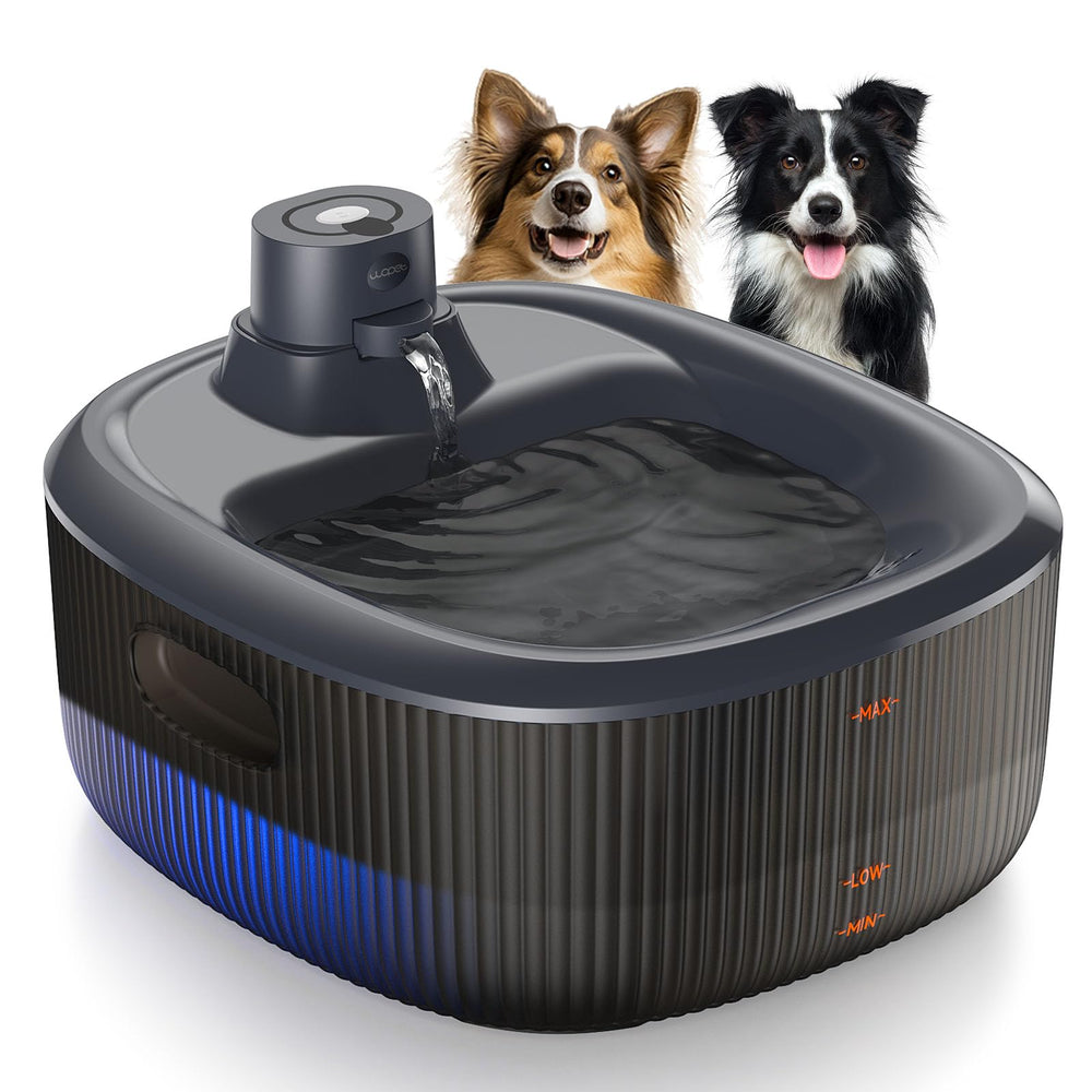 WOPET wireless dog fountain front view demonstrates easy-access hydration.