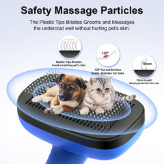 WOPQAEM self-cleaning slicker brush hair-removal action demonstrates efficient fur pickup for pets