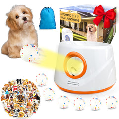 Wortade ball launcher front view with orange housing for easy visibility and quick dog pickup