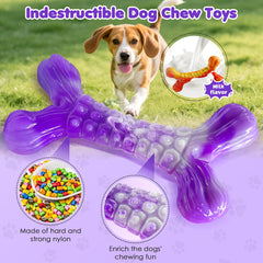 WOWBALA near-indestructible milk-flavored chew toy attracts dogs during play.