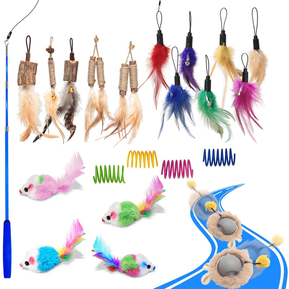 WOWF cat toys 24 PCS pack — versatile play kit promotes exercise and hunting instincts