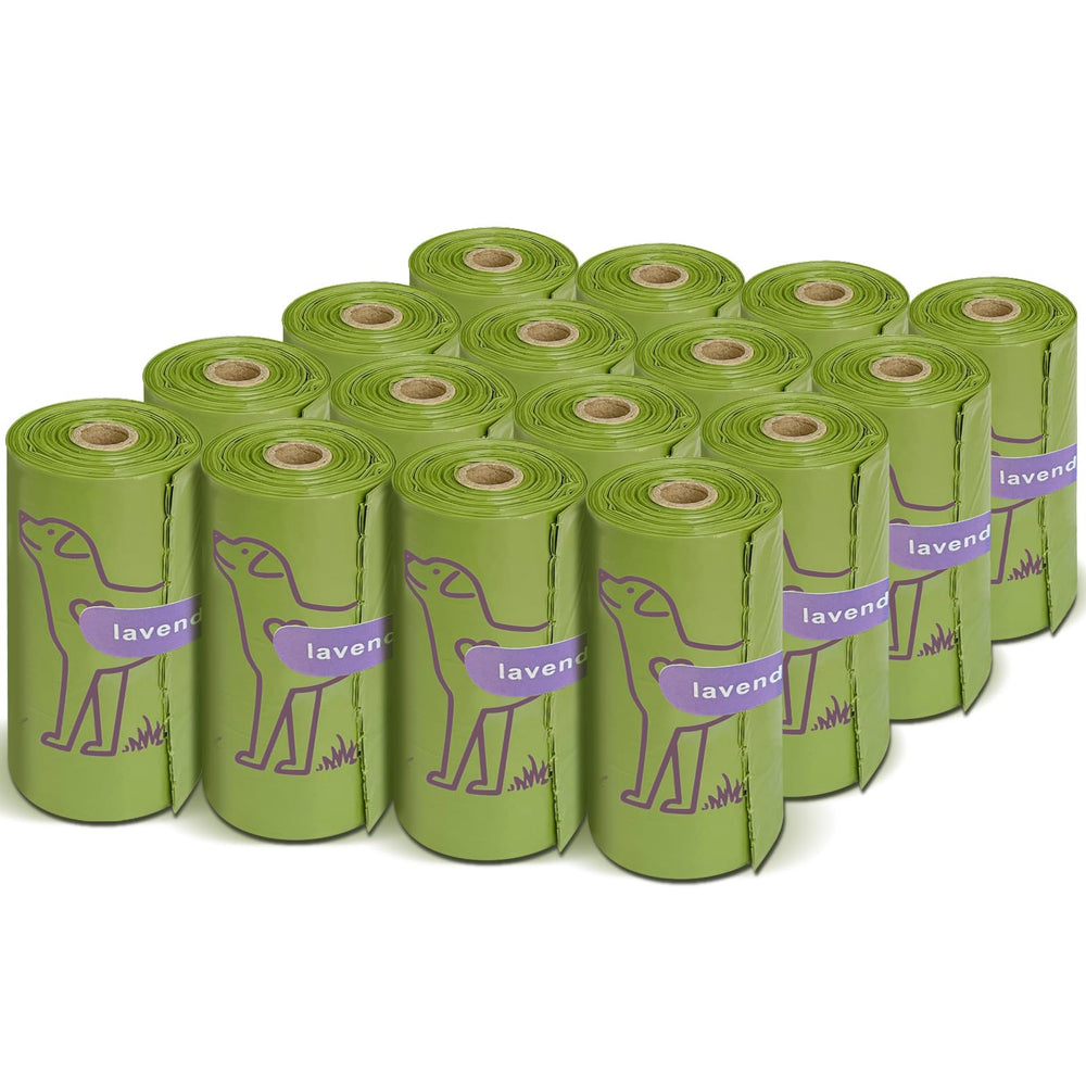 Wowflash dog poop bags rolls packaging showing sturdy dispenser-ready rolls.