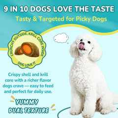 Woyamay skin-coat-gut-immune chews supporting coat and digestion.