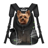 WOYYHO dog carrier backpack front view highlights breathable mesh for comfort.