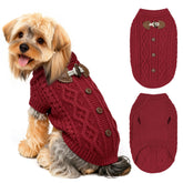 WOYYHO dog sweater red cable knit front view warm snug fit