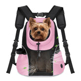 WOYYHO dog carrier backpack front view showing breathable ventilated mesh for comfort.