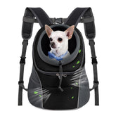 WOYYHO pet carrier backpack front view with ventilated mesh for airflow and interaction