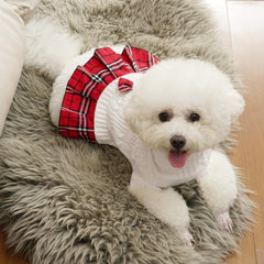 WOYYHO plaid pleated skirt dog sweater ideal for stylish outings