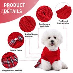 WOYYHO small dog sweater with leash hole, back view showing practical design.