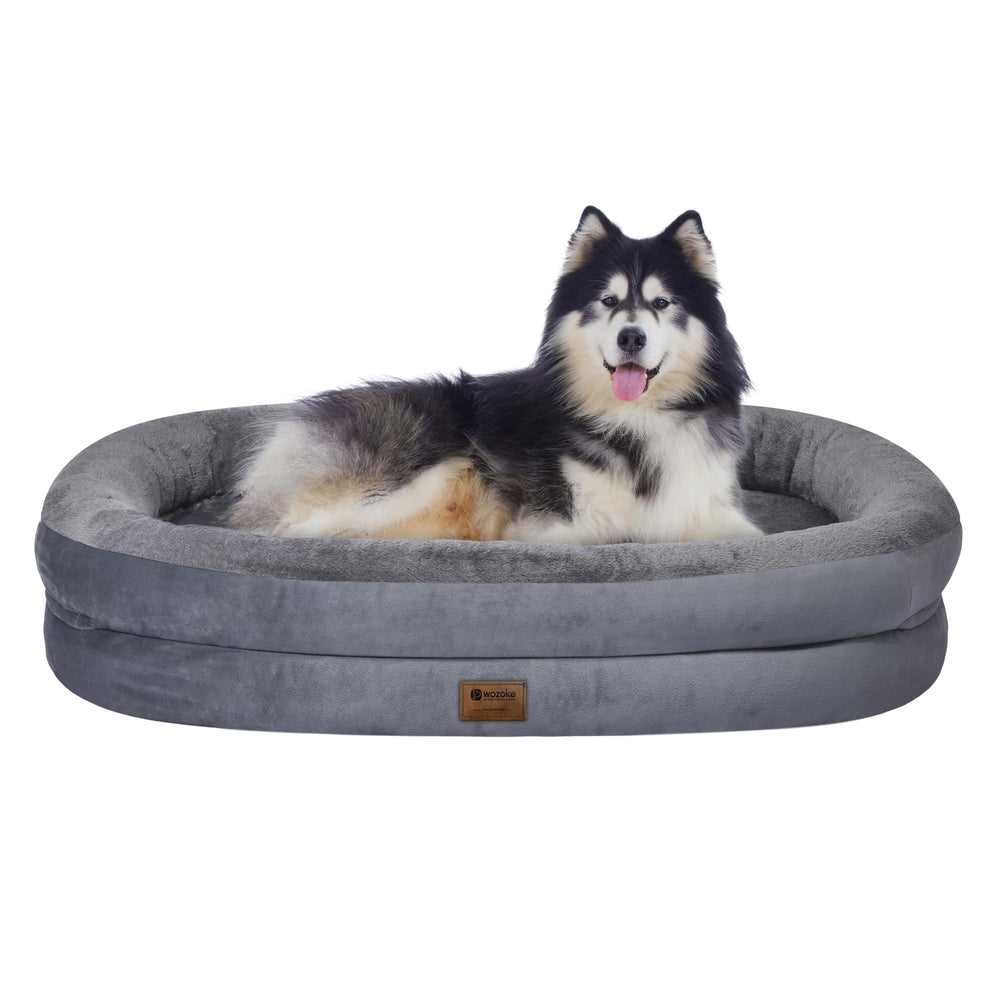 WOZOKE orthopedic bed with egg crate foam provides balanced support for large dogs.