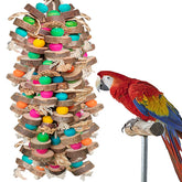 WQY GroceryShop large bird toy with colorful wood blocks for enrichment and chewing.