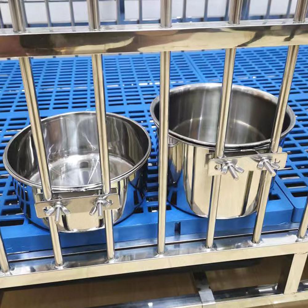Wrifazaly stainless steel dog bowls with spill-proof crate bracket for secure feeding