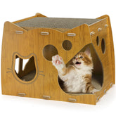 WRINGKIT 2-Level Cat Scratcher House front view — cozy hideaway for indoor cats.