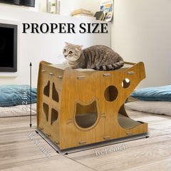 WRINGKIT 2-Level Cat Scratcher House side view — sturdy cardboard and spacious lounging.