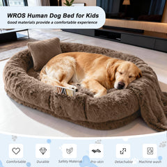 WROS human-dog-bed-non-slip-strap ensures easy transport and stable use.