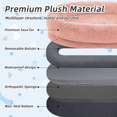 WROS Human Dog Bed pink non-slip base supports stable lounging