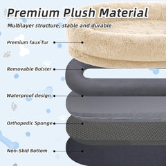 WROS human dog bed side pocket stores small items during rest.