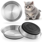 WROSWT cat bowls stainless steel front view shows durable, whisker-friendly design for meals