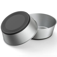 WROSWT 304 stainless steel dog bowls set 2 top view shows sturdy, rust-resistant construction