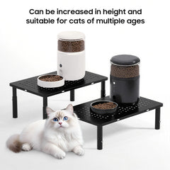 WSOWX adjustable feeder stand with non-slip base protects floors during feeding.