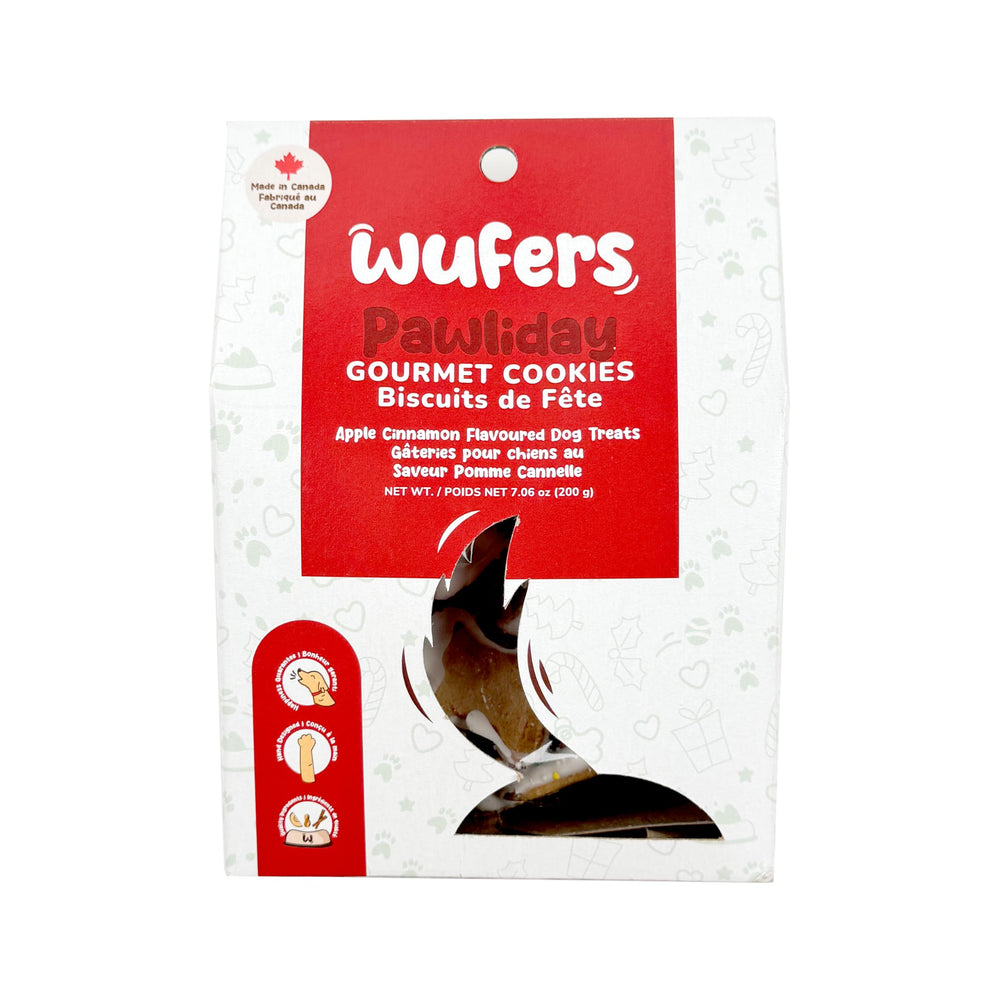 WÜFERS Pawliday sprinkled small bones cookie close-up, festive treat for small dogs.
