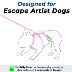 Wuffley escape-proof harness pink XS side-adjustments showcase customizable fit for growing dogs.