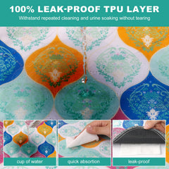 WUFFLYDRY bohemian-pattern pad with non-slip backing to guard floors.