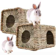 WUWEOT grass bunny house foldable hideaway ready for nesting and chewing