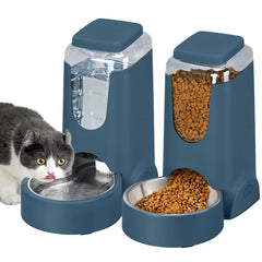 WyfKyd 2-pack automatic feeder navy enables convenient scheduled meals for cats and dogs.