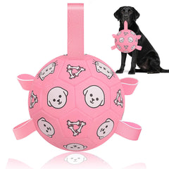 WYNTRIUM dog soccer ball grab tabs for interactive fetch and tug.