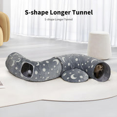 WYZJL cat tunnel bed dual-exits toy-balls enhances interactive play and hide-and-seek fun.