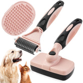 XAQMHSW 3PCS Cat & Dog Brush Set pink full-kit for grooming efficiency.
