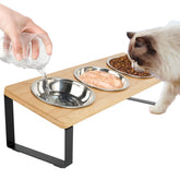 XDRKJDH elevated cat bowls three stainless steel bowls – durable, easy to clean feeding setup.