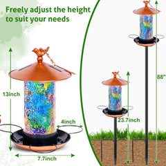 XDW-GIFTS Mosaic Solar Wild Bird Feeder lights at night for cozy garden ambience