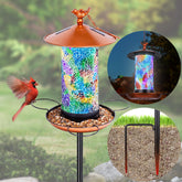 XDW-GIFTS Mosaic Solar Wild Bird Feeder with mosaic glass adds daytime charm and bird visitors