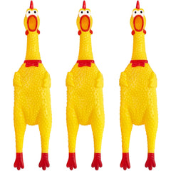 Xeehwb large rubber chicken 12in yellow – front view for interactive dog play.