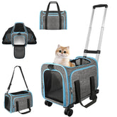 Xeoca pet carrier with wheels under-seat design enables easy airline travel.
