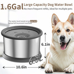 Xetino 6.5L dog water bowl with floating plate slows drinking to reduce spills.