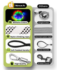 Xeuch light-up leash with 360-degree tangle-free hook prevents twists during runs