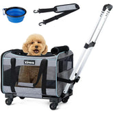 Xevera cat dog carrier with wheels in grey for under-seat travel.
